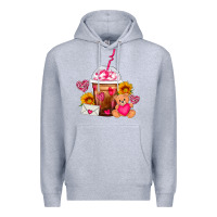 Heather Grey Valentines Day Frappe Coffee Premium Hoodie - FaDigitalArtStudio