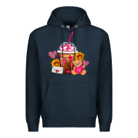 Navy Valentines Day Frappe Coffee Premium Hoodie - FaDigitalArtStudio