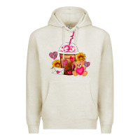Oatmeal Heather Valentines Day Frappe Coffee Premium Hoodie - FaDigitalArtStudio