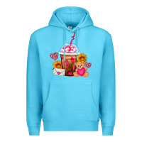 Ocean Blue Valentines Day Frappe Coffee Premium Hoodie - FaDigitalArtStudio