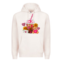 Pale Pink Valentines Day Frappe Coffee Premium Hoodie - FaDigitalArtStudio