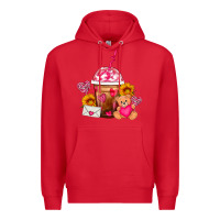 Red Valentines Day Frappe Coffee Premium Hoodie - FaDigitalArtStudio