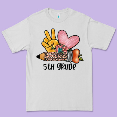 Peace Love 5th Grade Premium Tee Designed By Jahusdesignshop