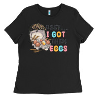 Black psst i got them eggs Ladies Tee - MaliasSmallBusiness