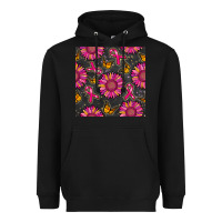 Black breast cancer sunflower seamless pattern Heavyweight Hoodie - BundleAndBundleShop