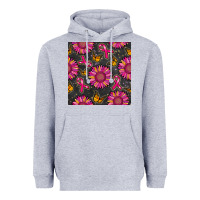 Heather Grey breast cancer sunflower seamless pattern Heavyweight Hoodie - BundleAndBundleShop