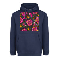Navy breast cancer sunflower seamless pattern Heavyweight Hoodie - BundleAndBundleShop
