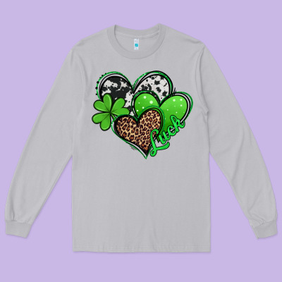 St Patricks Day Hearts Long Sleeve Tee Designed By Jasminsmagicworld