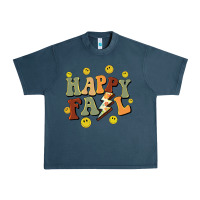 Midnight Navy happy fall smiley face Urban Heavy Tee - BarkalooDesign