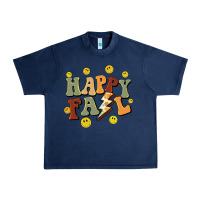 Navy happy fall smiley face Urban Heavy Tee - BarkalooDesign