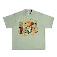 Oil Green happy fall smiley face Urban Heavy Tee - BarkalooDesign