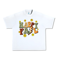 White happy fall smiley face Urban Heavy Tee - BarkalooDesign