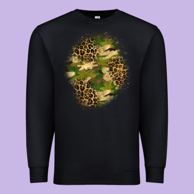 Camouflage And Leopard Patch  4 Premium Sweatshirt Designed By Bundleandbundleshop