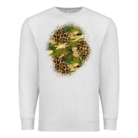 Oatmeal Heather camouflage and leopard patch  4 Premium Sweatshirt - BundleAndBundleShop