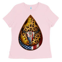Bubblegum Pink american sunflower bullskull teardrop earrings Ladies Tee - Jasminsmagicworld