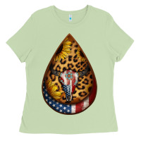 Matcha american sunflower bullskull teardrop earrings Ladies Tee - Jasminsmagicworld