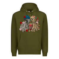 Army Green Skeleton couple Valentine's Day Premium Hoodie - FaDigitalArtStudio