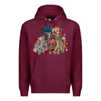 Burgundy Skeleton couple Valentine's Day Premium Hoodie - FaDigitalArtStudio