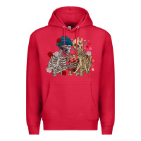 Cardinal Skeleton couple Valentine's Day Premium Hoodie - FaDigitalArtStudio