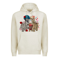 Oatmeal Heather Skeleton couple Valentine's Day Premium Hoodie - FaDigitalArtStudio