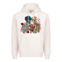 Pale Pink Skeleton couple Valentine's Day Premium Hoodie - FaDigitalArtStudio