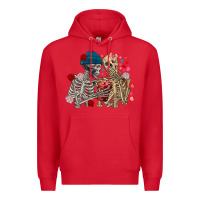 Red Skeleton couple Valentine's Day Premium Hoodie - FaDigitalArtStudio