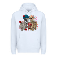 White Skeleton couple Valentine's Day Premium Hoodie - FaDigitalArtStudio
