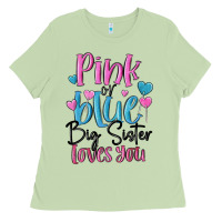 Matcha pink or blue big sister loves you Ladies Tee - MaliasSmallBusiness