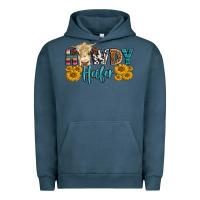 Pigment Midnight Navy Western Howdy Heifer With Simmental Cow Urban Hoodie - LillyAllenDesigns