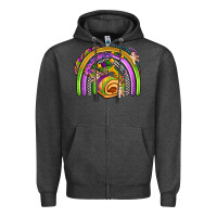 Charcoal Heather mardi gras rainbow Zipper Hoodie - OliviaCreatesArt