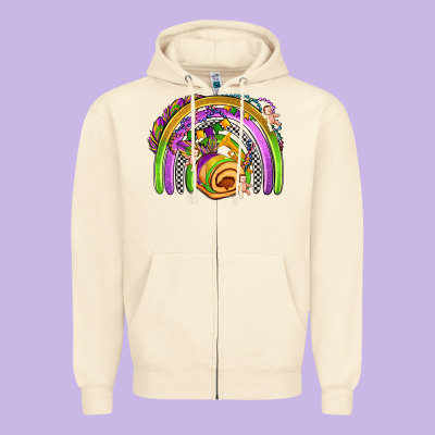 Mardi Gras Rainbow Zipper Hoodie Designed By Oliviacreatesart