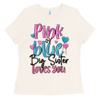 Bone pink or blue big sister loves you Ladies Tee - MaliasSmallBusiness