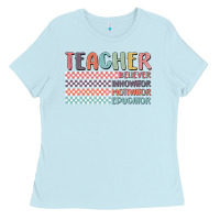 Baby Blue retro teacher Ladies Tee - MaliasSmallBusiness