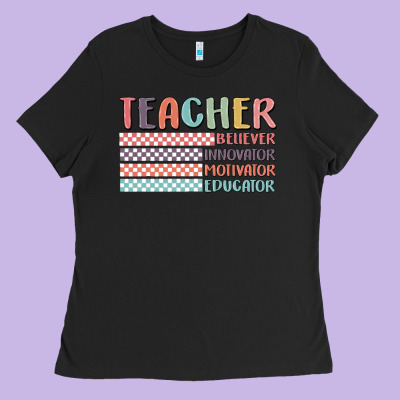 Retro Teacher Ladies Tee Designed By Maliassmallbusiness