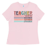 Bubblegum Pink retro teacher Ladies Tee - MaliasSmallBusiness