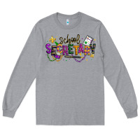 Heather Grey mardi gras school secretary Long Sleeve Tee - texasbilliewilder