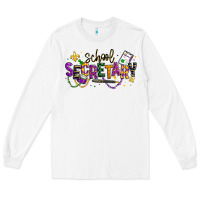 White mardi gras school secretary Long Sleeve Tee - texasbilliewilder
