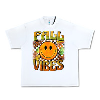 White fall vibes smiley face Urban Heavy Tee - BarkalooDesign