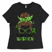 Black messy bun mental health warrior Ladies Tee - MaliasSmallBusiness