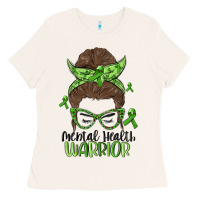 Bone messy bun mental health warrior Ladies Tee - MaliasSmallBusiness