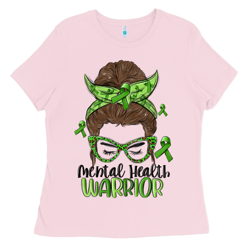 Messy Bun Mental Health Warrior Ladies Tee by MaliasSmallBusiness | Teevron