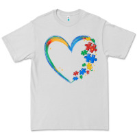 Dove Grey autism heart Premium Tee - MaliasSmallBusiness