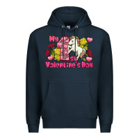 Navy My first Valentine's Day Unicorn Premium Hoodie - FaDigitalArtStudio