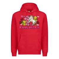 Red My first Valentine's Day Unicorn Premium Hoodie - FaDigitalArtStudio