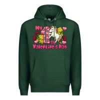 Sports Green My first Valentine's Day Unicorn Premium Hoodie - FaDigitalArtStudio