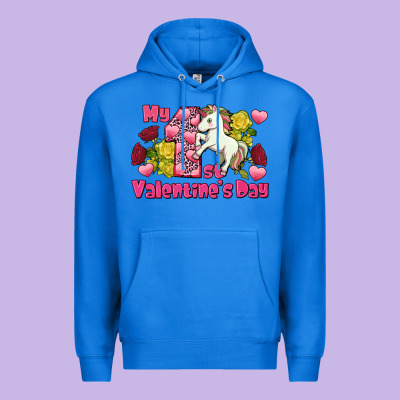 My First Valentine's Day Unicorn Premium Hoodie Designed By Fadigitalartstudio
