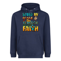 Navy saved by grace through faith Heavyweight Hoodie - BundleAndBundleShop