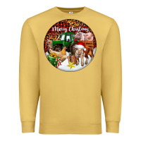 Antique Gold Merry Christmas Farm Animals Premium Sweatshirt - FaDigitalArtStudio