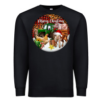 Black Merry Christmas Farm Animals Premium Sweatshirt - FaDigitalArtStudio