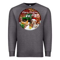 Charcoal Heather Merry Christmas Farm Animals Premium Sweatshirt - FaDigitalArtStudio